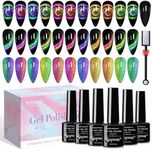 SUPWEE 12 Colors Cat Eye Gel Nail Polish with Magnet Color Changing Magnetic Gel Polish 9D Galaxy Cats Eye Nail Gel Polish Manicure Soak Off UV Gel DIY Salon Home Gift 7ml(0.24fl oz)