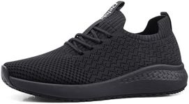 Delobi Non Slip Shoes for Women Food Service Slip Resistant Work Shoe Restaurant Chef Kitchen Hospital Staff Walking Sneakers Breathable Lightweight,Black 8.5