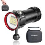 LetonPower Diving Flashlight, L15 10000Lumens Dive Light,100m Underwater Video Light, Scuba Dive Lights, Underwater Flashlight with Type-C Charging for Professional Under Water Sports