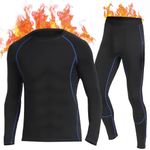 SIMIYA Thermal Underwear Mens, Quick Dry Base Layer for Men, Compression Mens Thermals Top and Bottoms, Winter Long Sleeve Long Johns for Workout Skiing Running Hiking (Black, S)