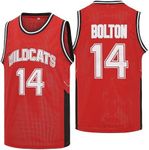 Mens Wildcats High School Basketball Jersey #14 Troy Bolton Shirt Jersey #14 Red Large