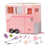 Our Generation – Pink Horse Trailer – Horse Toys & Grooming Pieces – 18-inch Doll Accessories – Pretend Play – Kids Ages 3 Years Old & Up – Mane to Travel Horse Trailer Set