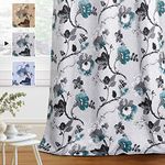 H.VERSAILTEX Blackout Curtains for Bedroom/Living Room Thermal Insulated Printed Curtain Drapes 84 Inches Long Energy Efficient Room Darkening Curtains Pair (2 Panels), Vintage Floral Grey & Teal