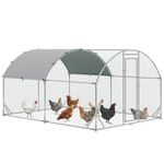 PawHut Chicken Run Outdoor, Galvanized Large Metal Chicken Coop Cage, Walk-in Enclosure Poultry Hen Run House Playpen Rabbit Hutch with Dome Roof, Cover, 9.2'x12.5'x6.5', Silver