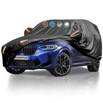 Car Cover, WAWOFUN Waterproof Full Car Covers Outdoor Indoor Car Cover with Cotton, Rain Snow UV Dust All Weather Protection Breathable Automobiles Hail Protector (Fit SUV estate Length 460 to 485cm)