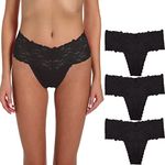 Umiehary 3 Pcs Black Stretch Underwear High Waist Cotton Thongs Size XXLarge