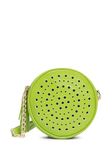 KLEIO Round Double Compartment Laser Cut Crossbody Pu Leather Shoulder Cell Phone Purse Bag Zip Tassel For Teen Girls And Women (Green)