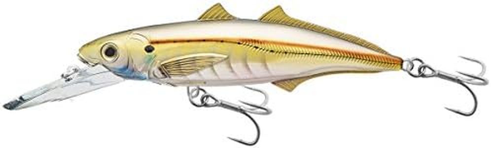 LiveTarget Cigar Minnow Jerkbait with 15'-20' Depth & #2/0 Hook, Pearl/Gold, 6"