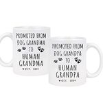 Promoted from Dog Grandparents to Human Grandparents 2024 Coffee Mug, Pregnancy Announcement, New Grandpa and Grandma Gift, Baby Announcement Coffee Mugs