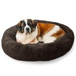 Best Friends by Sheri The Original Calming Donut Dog Bed for Extra-Large Dogs up to 150 lbs, Shag Faux Fur, Dark Brown, 45" x 45"