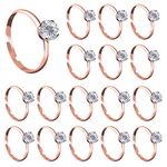 Chris.W 60 Pack Diamond Engagement Rings Rose Gold, Bridal Shower Wedding Fake Rings Decorations, Adjustable Rings for Bridal Shower Game Party Favors, Bridal Shower Ring for Valentine's Day