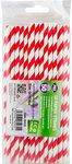 50 x Red and White Stripe Paper Drinking Straws Biodegradable Eco 8" (20cm) Approx