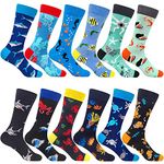 Marvel socks for men fun funny colorful seafish pattern sock cotton crew dress stockings 12 Pairs(YCCA1207)