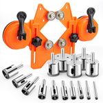 Semderm Diamond Hole Saw Kit, Tile Hole Saw with Double Suction Cups Hole Saw Guide Jig Fixture, Diamond Drill Bits for Glass, Porcelain Tile, Ceramic, Grantite, Marble