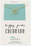 Lucky Feather Colorado Shaped State Necklace, 14K Gold-Dipped Pendant on Adjustable 16”-18” Chain