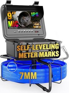 Self-Leveling Sewer Camera 100FT, Anysun 9" HD Screen Pipe Borescope Drain Inspection with 12pcs LED Light, DVR Recorder with 32GB Card, IP68 Waterproof Plumbing Cam, 7mm Cable with Meter Marks
