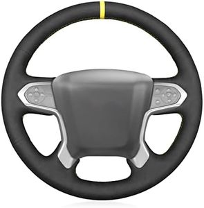 MEWANT DIY Hand Stitch Black Suede Steering Wheel Wrap for Chevy Suburban Tahoe Silverado 1500 Silverado 2500/3500