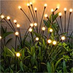 2 Pack Solar Garden Lights, 10 LED Solar Firefly Light Outdoor Water Proofing, 8 Modes Solar Outdoor Lights, Swaying Solar Garden Lights for Landscaped Garden Pathway Access Patios Décor