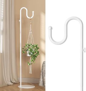 74" Shepherds Hook Stand: Hanging Bird Feeders, Plants, Wind Chimes, White