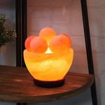 NatureBoost Himalayan Pink Salt Bowl with Balls Salt lamp, dimmer Switch, pair of Bulb (6 inches, 8 lbs), Unique Gift Idea