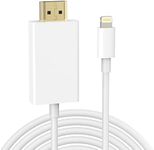 [Apple MFi Certified] Lightning to HDMI Digital AV Adapter, 6.6 FT HDTV Cable Compatible with iPhone, iPad, iPod 1080P Digital AV Sync Screen Connector on HDTV Monitor Projector, NO Need Power Supply