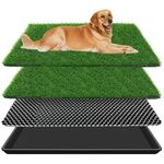 Embellbatt Dog Grass Pad with Tray Pet Training Pads with Tray Reusable Fake Grass for Dog to Pee on Dog Litter Box-Indoor Dog Potty Tray with Pee Pads (60 x 90 CM)