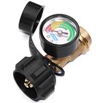 DOZYANT Propane Tank Gauge Level Indicator LP Gas Pressure Meter Color Coded Universal for Cylinder, BBQ Gas Grill, RV Camper, Heater and More Appliances - Type 1 Connection, Black