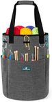 PAVILIA Crochet Bag Knitting Bag Organizer, Yarn Bag Storage Tote for Crocheting On The Go, Knitting Accessories Supplies Holder with Grommets, Gift for Crochet Lovers Knitters