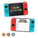 Video Gaming Party Invitations, Birthday Kids' Party Invitations & Birthday Cards, Boys Gamer Party Decoration for Boys and Girls, Brother Son Nephew, Gaming Party Decoration - 30pcs With Stickers