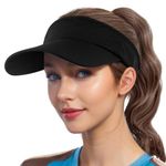 Sun Visor Cap - Mesh Quick Dry Visor Hat,Adjustable Golf Tennis Visor Breathable Empty Top Sun Hat Ponytail Running Outdoor Sport Cap for Men Women (Black)