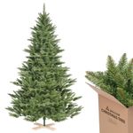 SALCAR Artificial Christmas Tree 2.1 m, Artificial Christmas Tree with 760 Tips and Folding Umbrella System, Green Christmas Tree with Wooden Stand, φ132 cm Oversized Tree Diameter
