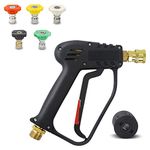 DERASL High Pressure Washer Gun 4000 PSI,M22 14mm and Karcher High-Pressure Hose Quick Connect Connector,5 1/4 inch Quick-Connect Nozzles for Car Washer Cleaning Tool