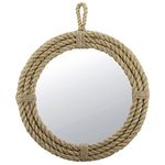 Stonebriar Collection SB-5389A Small Round Wrapped Rope Mirror with Hanging Loop, Vintage Nautical Design