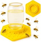 Bee Watering Station for Garden, 2 Pack Orange Bee Feeder and Waterer Compatible with Regular & Wide Mouth Canning Jars(Jar Not Included), Small-Hole Honeycomb Tray Honey Bee Feeder for Outside