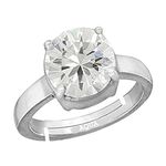 Aquagems American Diamond/Zircon 10.25 Ratti or 9.5 Carat Astrological Certified Natural Gemstone bis Hallmark 925 Sterling Silver Adjustable Ring for Men - 3v41025