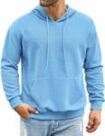 COOFANDY Men's Hoody Sweatshirts Fashion Casual Pullover Hoodie Long Sleeve Sweatshirt with Pocket Light Blue