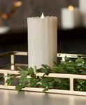 Seasonal LLC Sutton Fluted Seasonal Realistic Motion Flameless Battery Powered Pillar Candle | 3D Moving Flame | Adjustable Brightness | Translucent and Glowing Body Ivory (Ivory, 3x7)