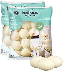 Bolsius Unscented Floating Candles - Set of 40 Ivory Floating Candles 1.3/4 inch - Elegant Burning Candles - Candles Nice Smooth Flame - Party Accessories