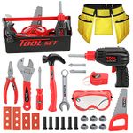 LOYO Kids Tool Set - Pretend Play Construction Tool Toys Kit with Tool Box Including Electric Drill Tool Belt Gifts for 3 4 5 6 7 Years Old Toddler Boys