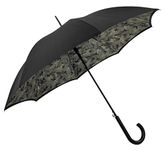 Fulton John Lewis Archive Birds Bloomsbury Black Walking Umbrella Auto Open Button Double Lining