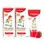 Colgate Kids 3-5 Yrs Premium Anticavity Toothpaste, Natural Strawberry Flavour, 0% Artificial - 80G (Combo Pack Of 2)