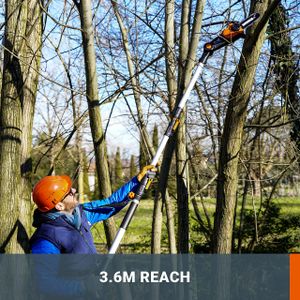 WORX 18V Cordless Pole Chainsaw – 20cm Telescopic, 2Ah Battery, 3.6m Reach