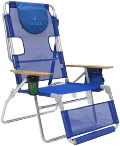 Ostrich Altitude 3-N-1 Lightweight Lawn Beach Reclining Lounge Chair with Footrest, Outdoor Furniture for Patio, Balcony, Backyard, or Porch, Blue