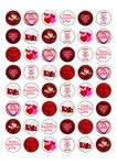 48 Edible Wafer Paper Valentines Day Love Themed Cake Toppers Decorations - 2.5cm Diameter