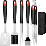 BBQ Tools Set, More Heavy Duty 6-in-1 BBQ Utensil Set, More Longer Professional Stainless Steel Grill Accessories Barbecue Tool Set, Portable BBQ Kit with Storage Bag, Utensils Gifts for Men Women