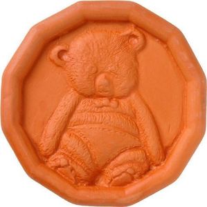 JBK Pottery Terracotta Brown Sugar Saver – Handmade Terra Cotta Sugar Keeper with Decorative Discs – Food-Safe Brown Sugar Keeper, Made in the USA - Baby Bear