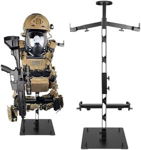 Pridefend Heavy Duty Steel Tactical Gear Stand - Hold Up to 100 lbs Helmet Vest Belt Display Rack,Tactical Vest Hanger, Adjustable Free-Standing Organizer for Tactical Gear and Police Duty Gear Rack