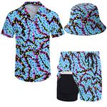 Wdpsuxin Mens 2 Piece Hawaiian Shirt and Shorts, Retro 80s 90s Graphics Outfits, XXXL