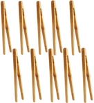 10Pcs Bamboo Toast Tongs, Small Natural Wood Toaster Tongs, Mini Wooden Tea Tweezer Bacon Tea Clip Food Tongs, Bamboo Kitchen Tongs Cooking Toaster Tongs Wood Cooking Tongs with Anti-Slip Design