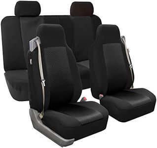 FH Group FH-FB302114 Full Set - All Purpose Classic Cloth Seat Covers Solid Black - Fit Most Car, Truck, SUV, or Van